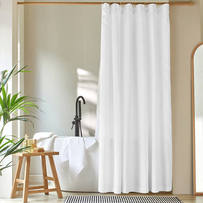 custom made simple linen shower curtain white