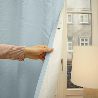 linen blackout curtain icy blue