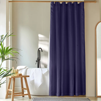 simple linen shower curtain night blue