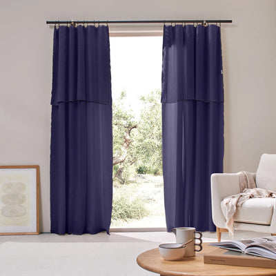 Bourdon Edge Linen Curtains dark blue