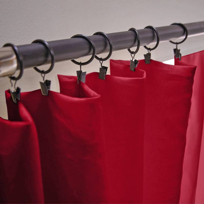 custom made Bourdon Edge Linen Curtains fixation in burgundy