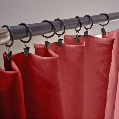 custom made Bourdon Edge Linen Curtains fixation in brick red