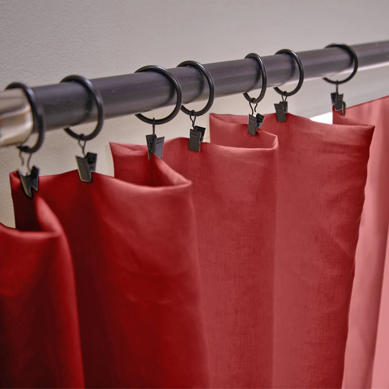 custom made Bourdon Edge Linen Curtains fixation in brick red