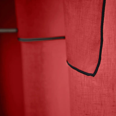 custom Bourdon Edge Linen Curtains in brick red