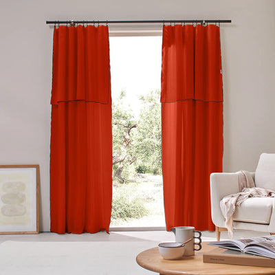 Bourdon Edge Linen Curtains Coral