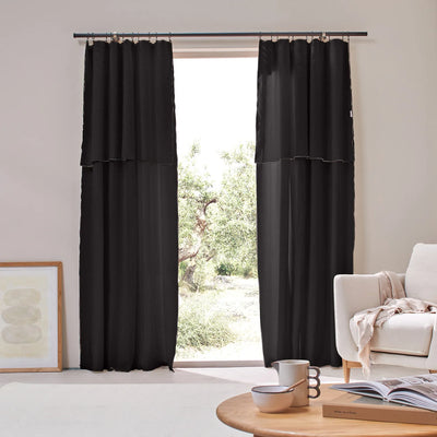 Bourdon Edge Linen Curtains Black
