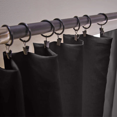 custom made Bourdon Edge Linen Curtains fixation in jet-black