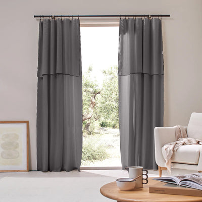 Bourdon Edge Linen Curtains dark grey