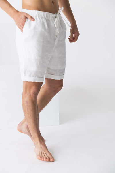 Washed linen shorts "Rafael" white11