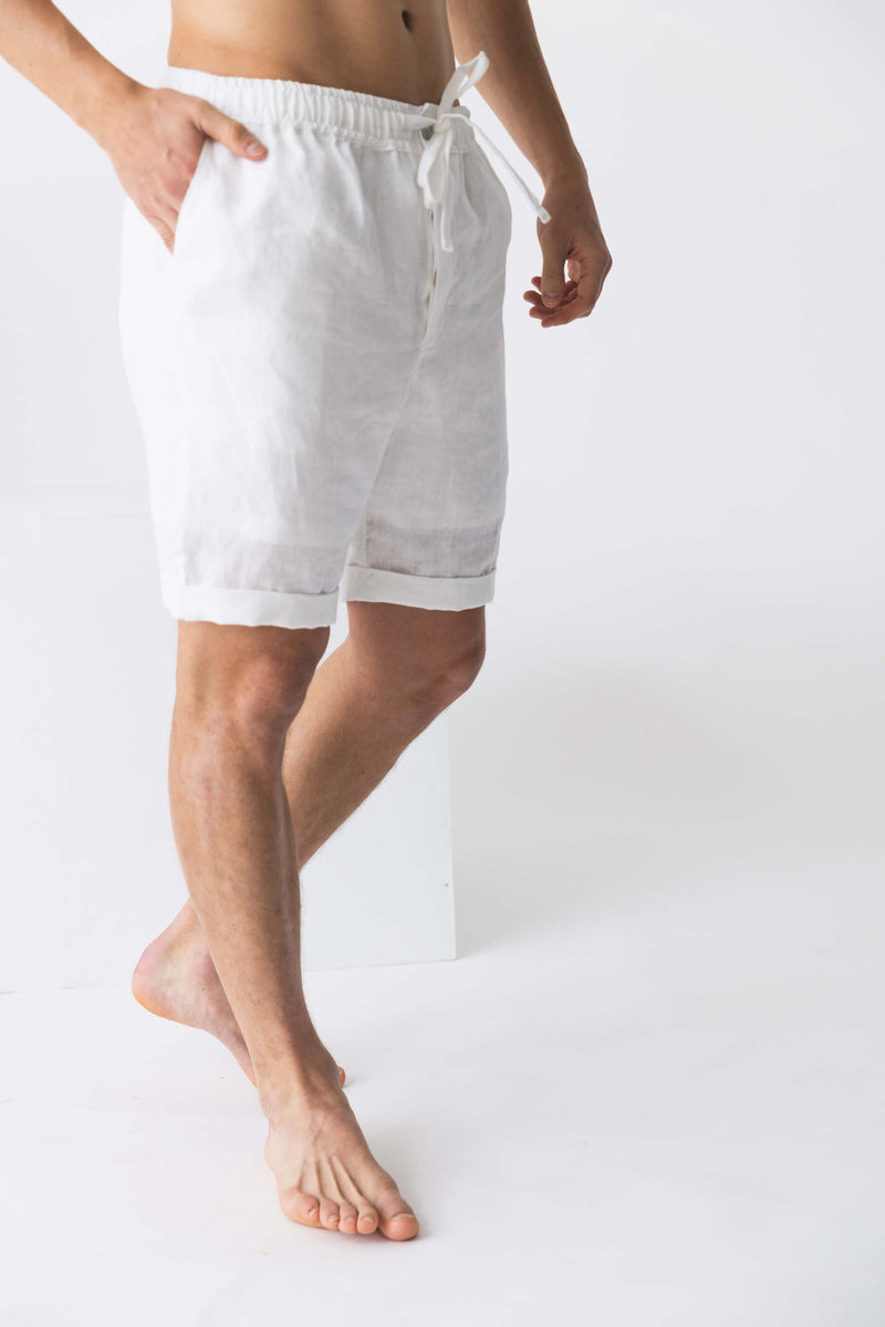 Washed linen shorts "Rafael" white11