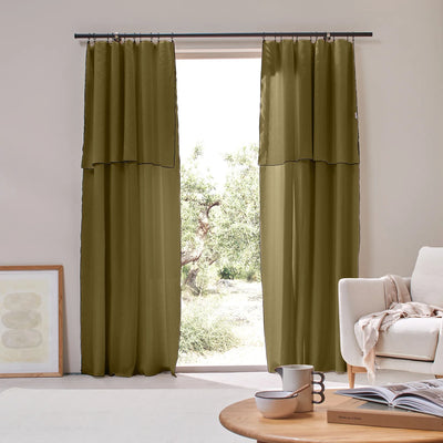 Bourdon Edge Linen Curtains green