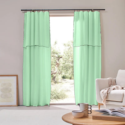 custom made Bourdon Edge Linen Curtains mint green