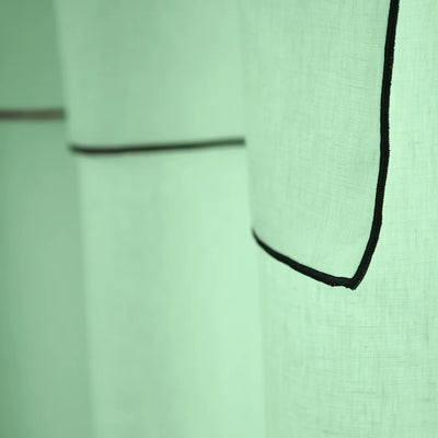 custom Bourdon Edge Linen Curtains in mint green