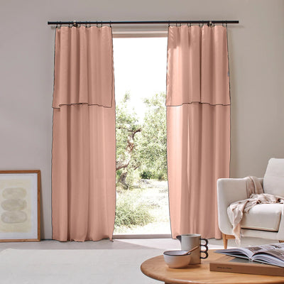 custom made Bourdon Edge Linen Curtains nude