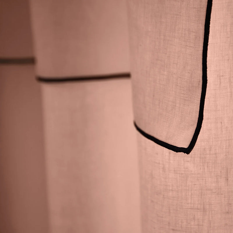 custom Bourdon Edge Linen Curtains in nude