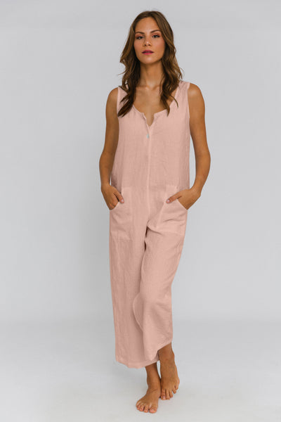 Women's linen jumpsuit nude