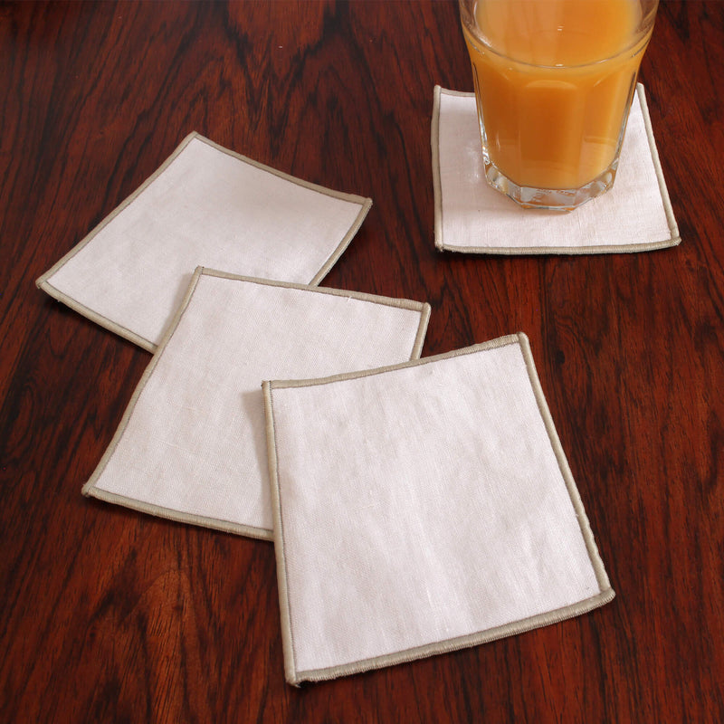 Set of 4 washed linen coasters