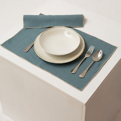 Bourdon Edge Linen Placemats #colour_french-blue