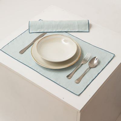 Bourdon Edge Linen Placemats #colour_icy-blue