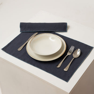 Bourdon Edge Linen Placemats #colour_night-blue