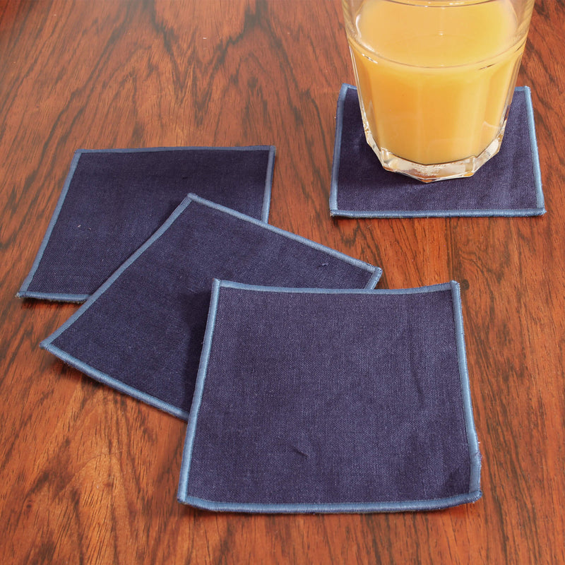 Set of 4 washed linen coasters