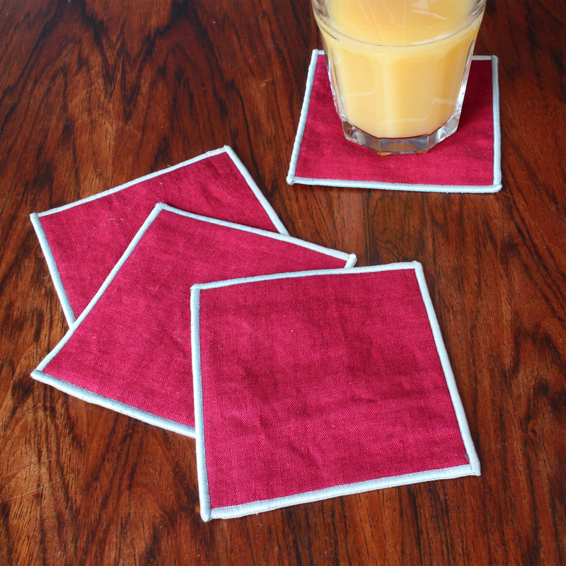 Set of 4 washed linen coasters