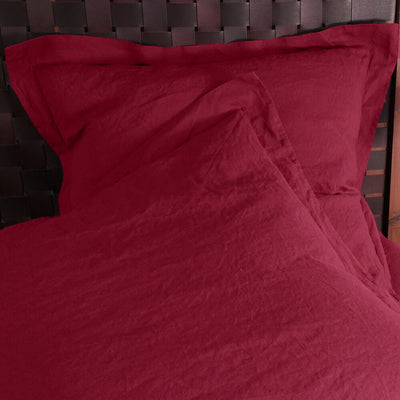 Flanged Linen Pillowcases #colour_burgundy