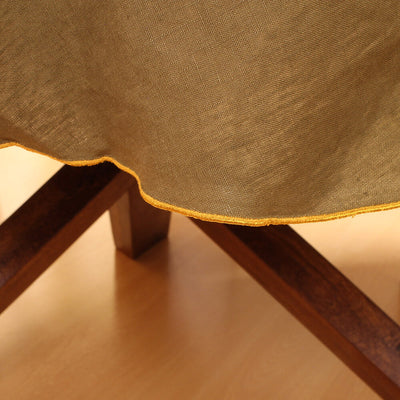 Bourdon Edge Linen Tablecloth Closeup #colour_green-olive