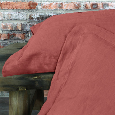 Flanged Linen Pillowcases #colour_brick