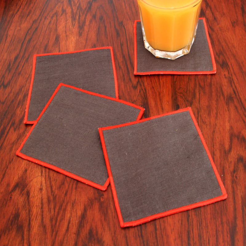 Set of 4 washed linen coasters