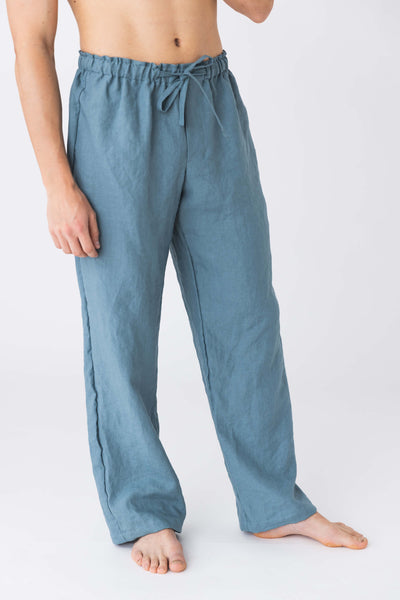 Men's Linen Pajamas Pants Online blue
