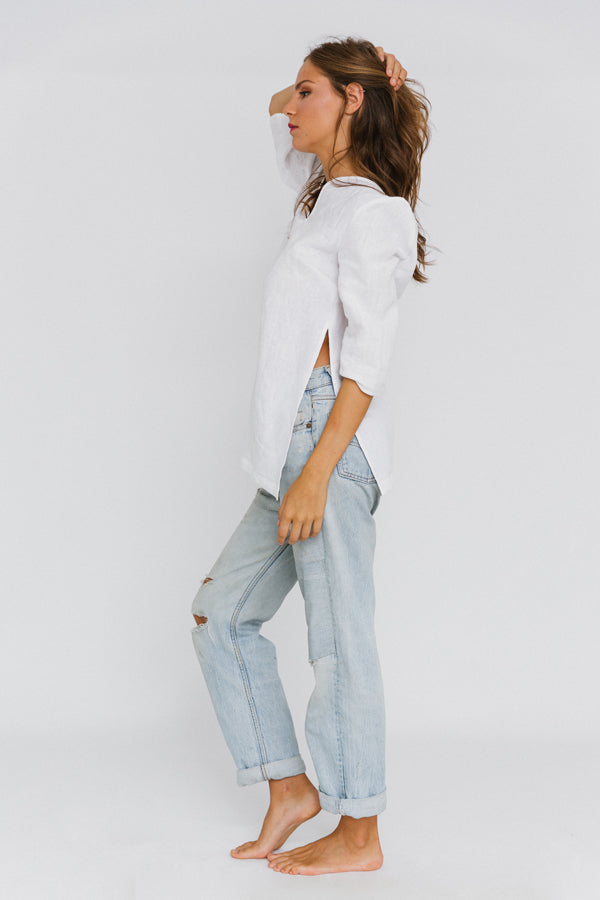 linen short  tunic white 15