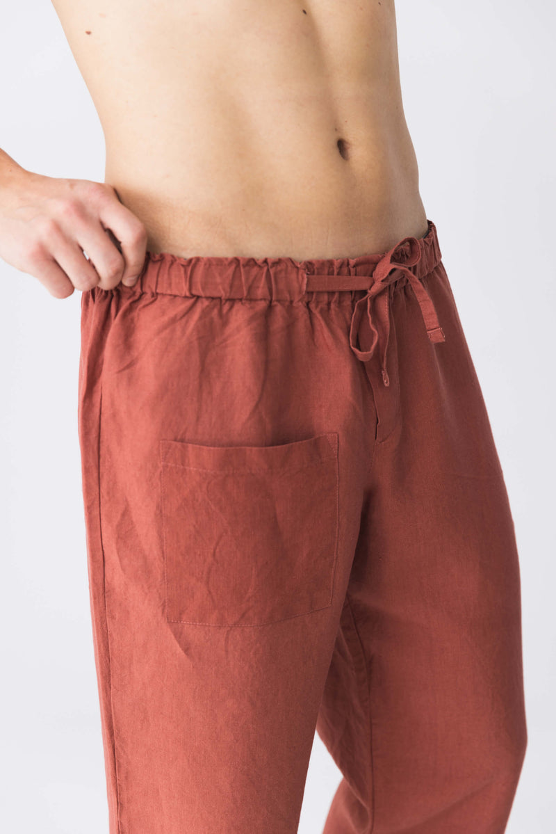 “Ronaldo” linen pajama pants brick11
