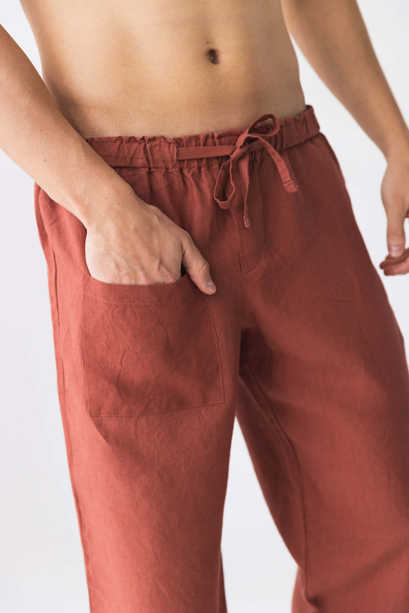 Linen pants for men “Ronaldo” brick11