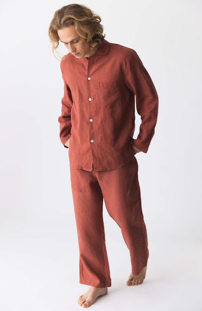 Pyjama en lin homme “Ronaldo” brick red12