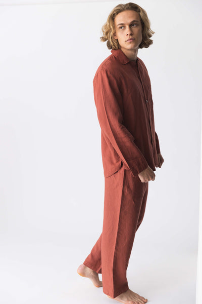 “Ronaldo” linen pajama set  brick red12