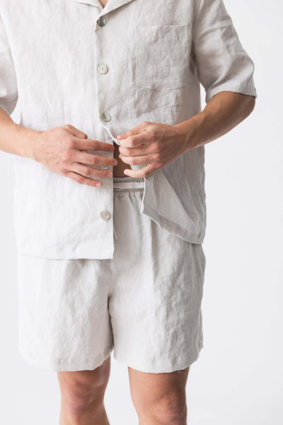  Soft linen pajama jacket with short sleeves “Emanuel” stone grey12