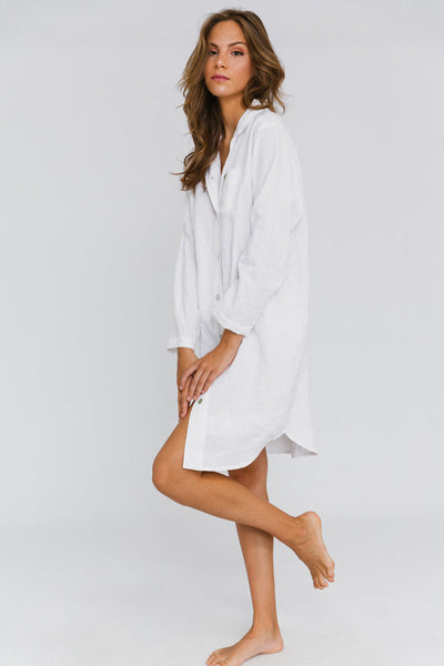 Long Soft Washed Linen Night Shirt “Eliza” white 15