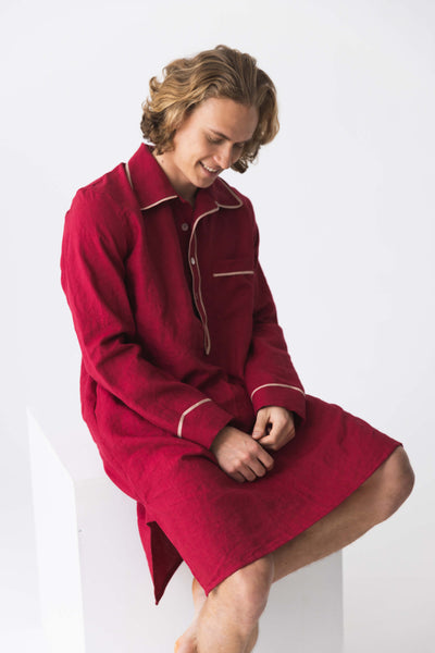 Men's long nightgown "Bruno" burgundy12