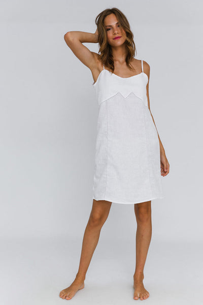 Washed Linen Nightgown "Olívia" optical white