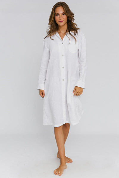 Luxury Washed Linen Nightgown “Mel” optical white 15