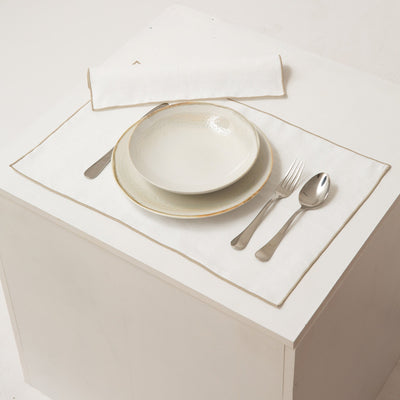 Bourdon Edge Linen Placemats #colour_ivory