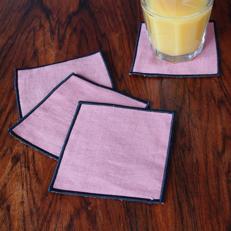 Set of 4 washed linen coasters