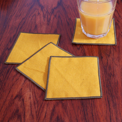 Set of 4 washed linen coasters