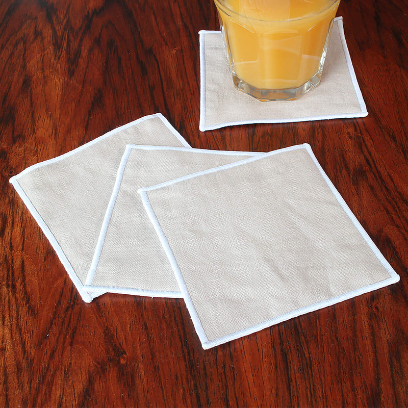 Set of 4 washed linen coasters