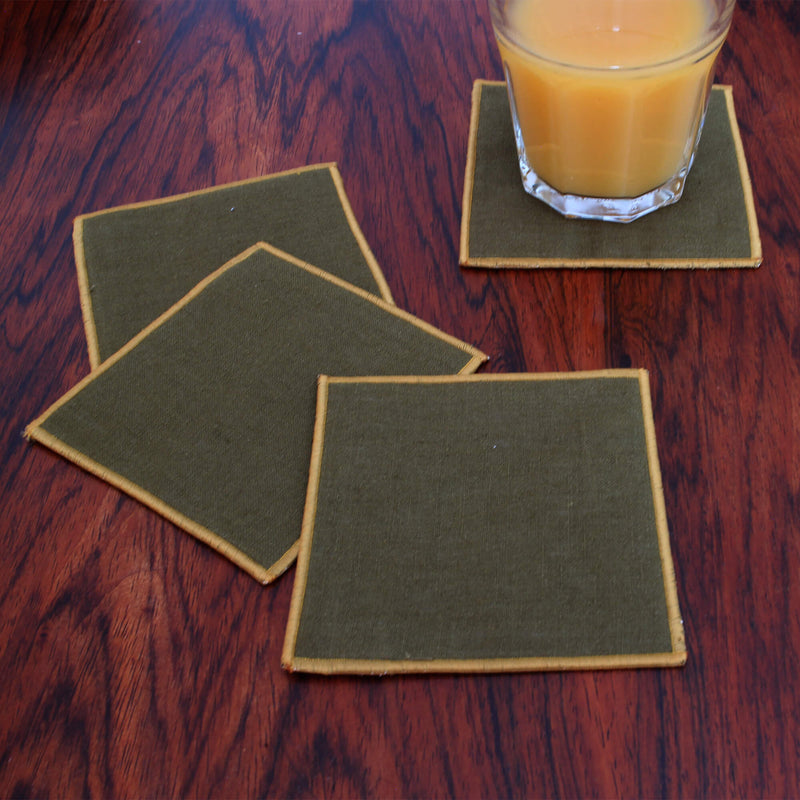 Set of 4 washed linen coasters
