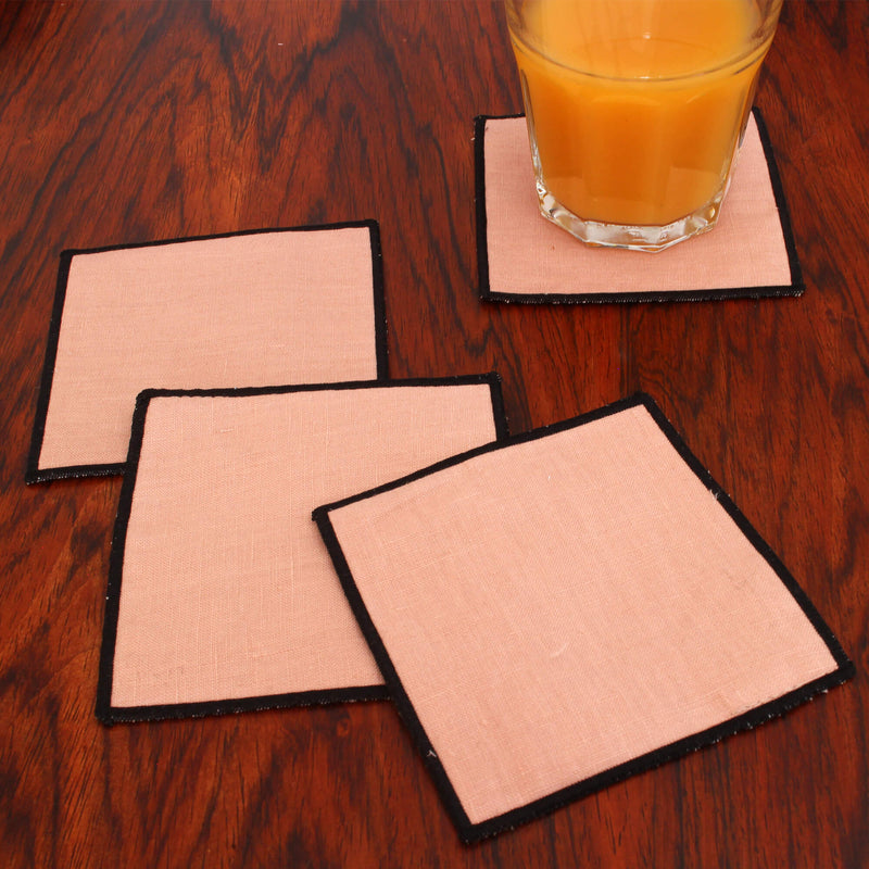 Set of 4 washed linen coasters